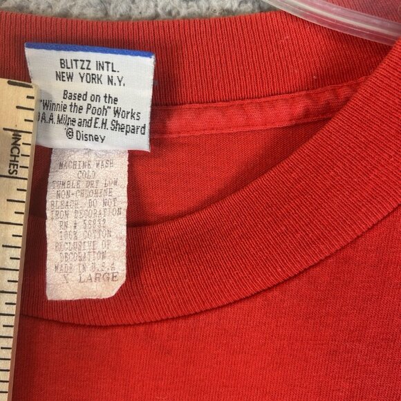 VTG 90s Disney Winnie The Pooh T Shirt XL Red Embroidered Soft Pooh Graphic - Picture 5 of 7
